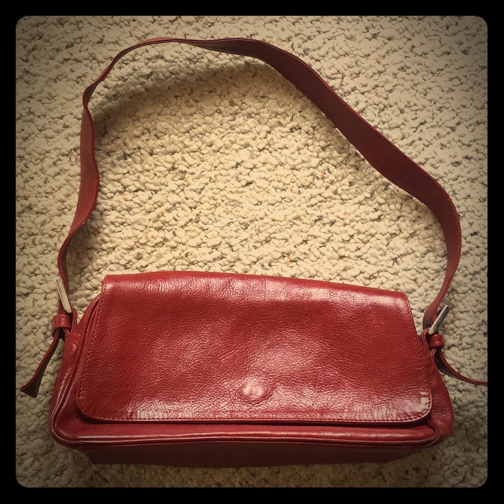 Italian Red Leather Shoulder Bag